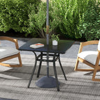 Four-Seater Steel Garden Table, with Φ40mm Parasol Hole - Black