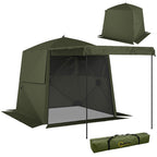 Pop Up Gazebo Waterproof Instant Shelter with Awning Mesh Windows for Camping Patio 2 x 2 m, Army Green