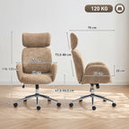 Bürostuhl mit verstellbarer Kopfstütze, ergonomischer Schreibtischstuhl, Kippfunktion, höhenverstellbar, Braun