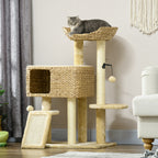 95cm Cat Tree Tower for Indoor Cats, with Scratching Post, Cat House, Toy Ball, Platform - Beige