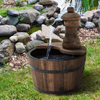 Gartenbrunnen Springbrunnen Zierbrunnen Fassbrunnen Wasserfall Holzeimer Tannenholz + Metall Naturholz Ø27 x 37 cm