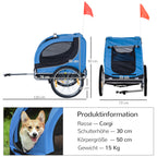 Fahrradanhänger für Hunde mit Universalkupplung Stahl Blau+Schwarz