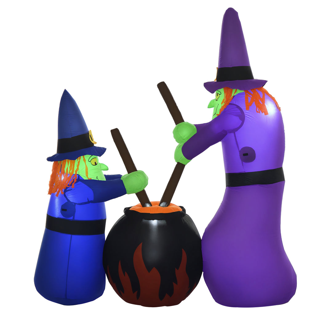 Aufblasbare Hexen Hexenkessel Figur Luftfigur Halloween Deko mit LED Beleuchtung, Polyester, 170x60x180cm