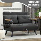 Schlafsofa 2er-Sofa mit Schlaffunktion, inkl. 2 Kissen, Sherpa-Optik, Natur + Dunkelgrau + Schwarz