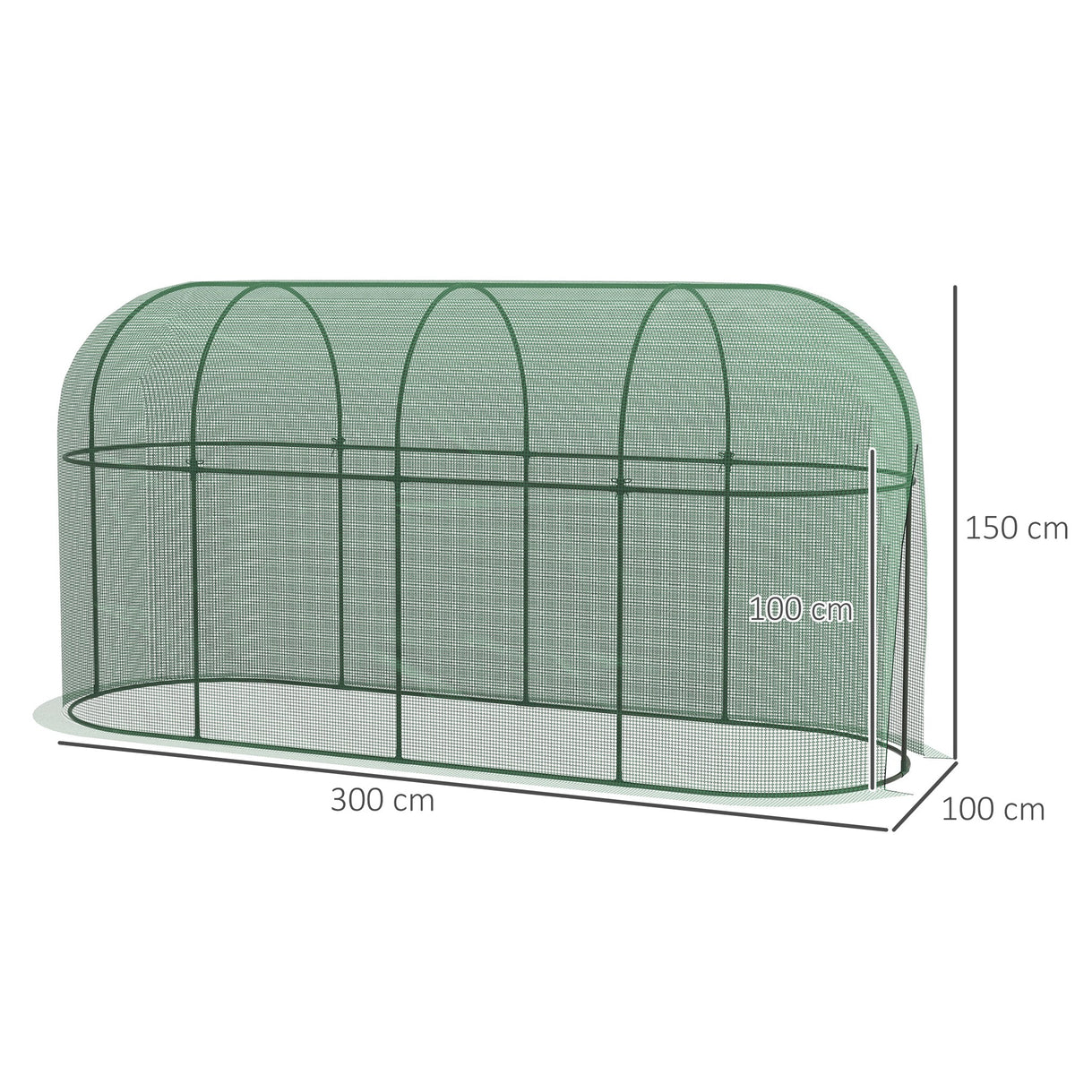 Vogelschutznetz, Metallgestell, Reißverschlusstür, einfacher Auf- und Abbau, 3 x 1 x 1,5 m, Grün