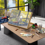 Tischstaffelei Klappbar 75,8x51cm Verstellbar Sitzstaffelei aus Buchenholz