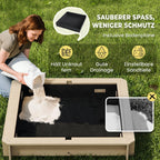 Sandkasten Kinder 106x106 cm Höhenverstellbar Abdeckung Blau