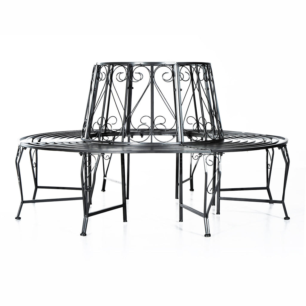 Outdoor Garden Metal Round Tree Bench Seat Diameter 160cm Height 90cm Silver