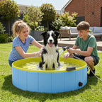 Foldable Dog Pool for Puppies and Ducks Dog Paddling Pool Bath Tub, Blue, 120 x 30cm