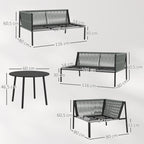 Gartenmöbel Set Polyrattan Lounge-Set mit Ecksofa Tisch Kissen für 6 Personen Dunkelgrau