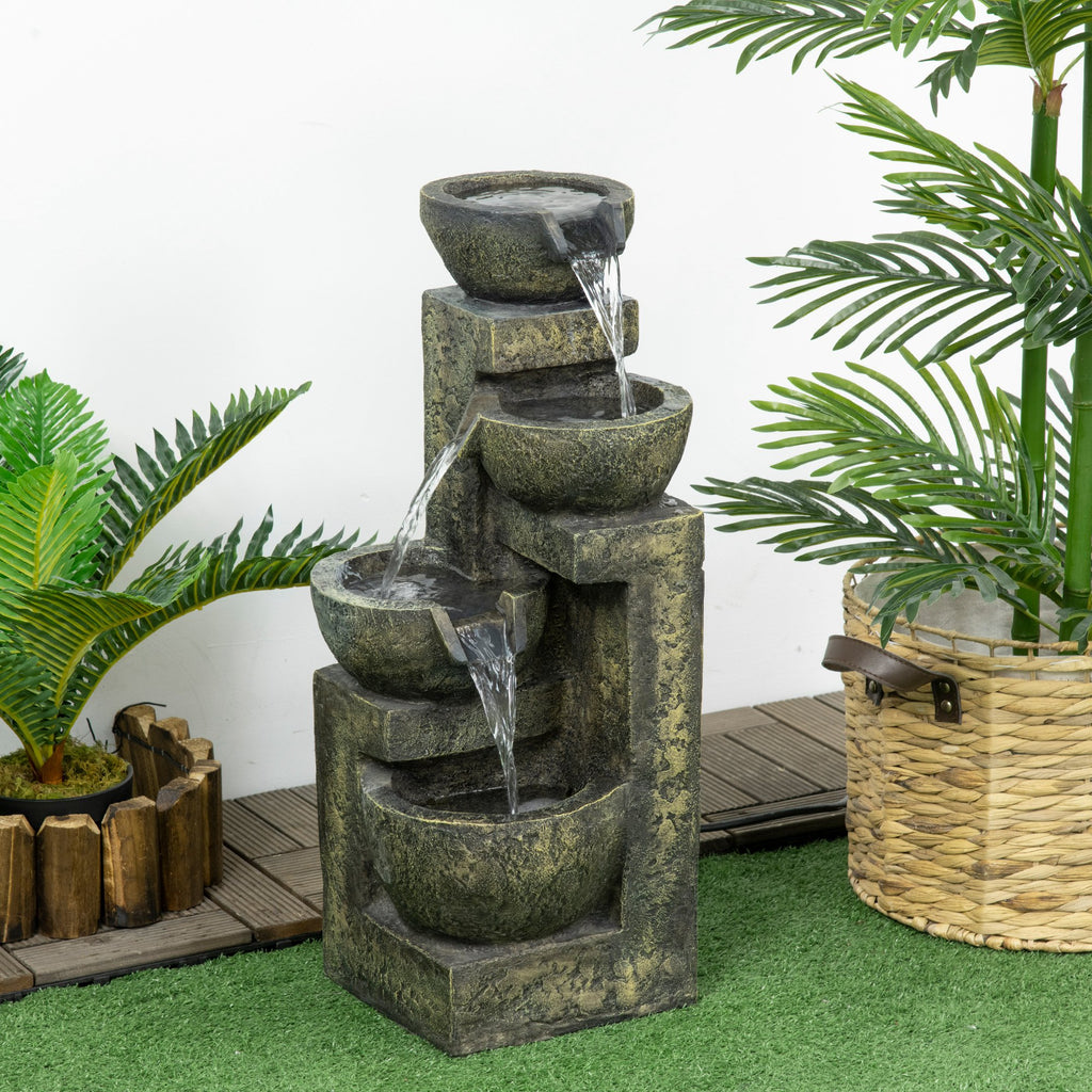 Springbrunnen, 3 Einstellungen, wetterbeständig, 25 cm x 24 cm x 60 cm, Grau