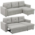 3-Sitzer-Sofa mit Bettfunktion, Schlafsofa mit Chaiselongue, Polstersofa, Grau
