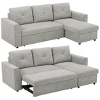 3-Sitzer-Sofa mit Bettfunktion, Schlafsofa mit Chaiselongue, Polstersofa, Grau