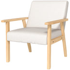 Polstersessel mit Armlehnen, Esszimmerstuhl in Leinenoptik, Massivholzrahmen, 64 x 70 x 72 cm, Creme