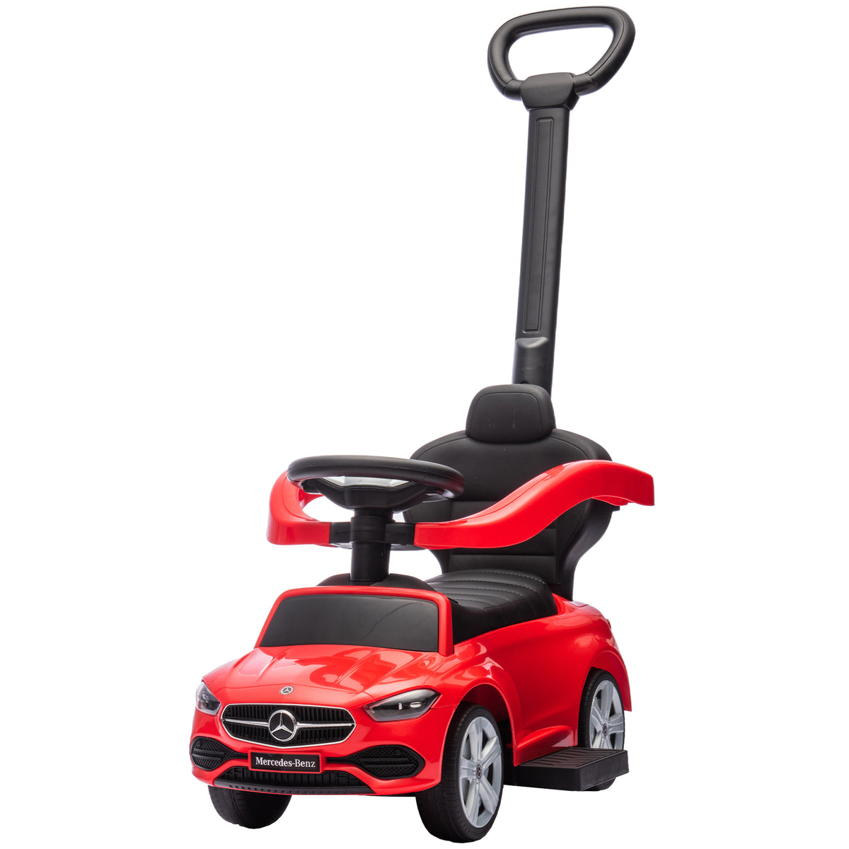 2 in 1 Baby Ride on Push Car Mercedes-Benz C-Class Licensed Walker Foot to Floor Push-Along with Removable Handle, Red