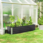 Hochbeet aus Stahl Gartenbeet Pflanzkasten Blumenkasten Blumenkübel mit Handschuhe Grau 183 x 47 x 40 cm