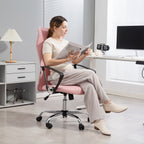 Ergonomischer Bürostuhl Höhenverstellbarer Drehstuhl mit Wippfunktion, Netzbespannung, 63 x 65 x 109-119 cm Rosa