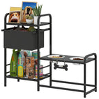 Erhöhter Hundenapf Höhenverstellbar Futternapf mit Stauraum Wassernapf 2 x 800ml Edelstahlnäpfen 89,5x27x74 cm Schwarz
