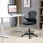 Zeichenstuhl, h?henverstellbarer B¨¹rostuhl, mit Fu?st¨¹tze, 59 cm x 65 cm x 122 cm, Schwarz