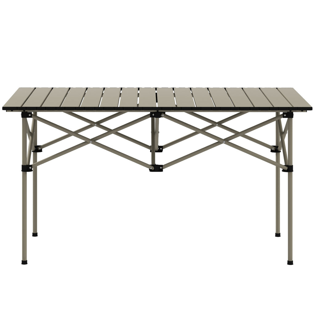 Two-Seater Portable Aluminium Table, with Roll-Up Tabletop and Bag - Khaki