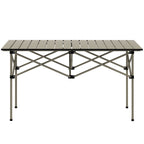 Two-Seater Portable Aluminium Table, with Roll-Up Tabletop and Bag - Khaki