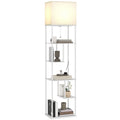 Stehlampe Stehleuchte mit Regalen, einstellbare Helligkeit & Farbtemperatur für Schlafzimmer, Büro, Wohnzimmer, Weiß