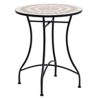 Gartentisch Ø60 x H71cm, Wetterfest Balkontisch aus Metall, Esstisch Outdoor, Campingtisch Beistelltisch, rund Terrassentisch für Garten Terrasse Balkon Orange+Weiß