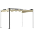 3 x 3 m Garten-Pergola mit einziehbarem Dach, Pavillon, Baldachin für Schatten, UPF30+, Beige