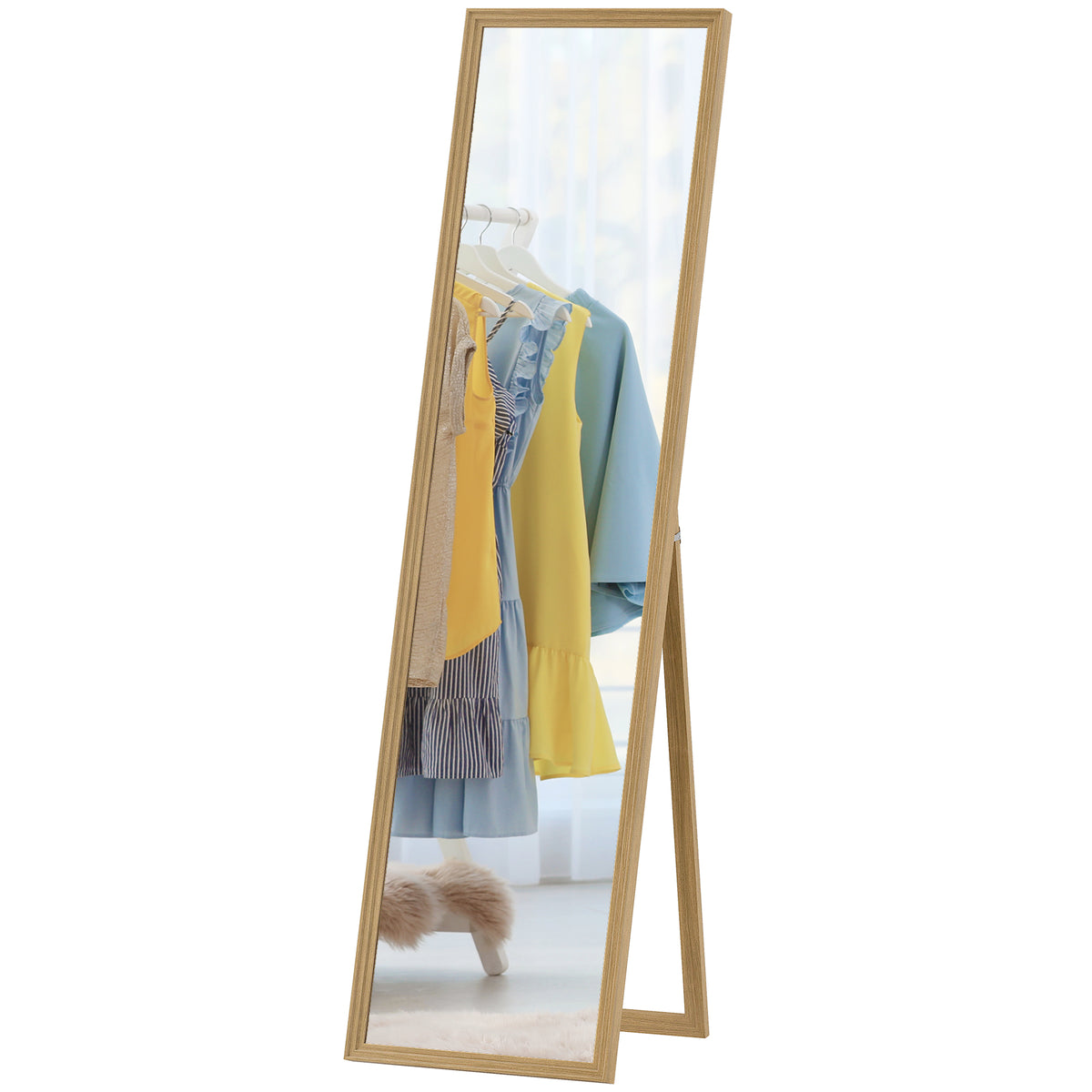 Ganzkörperspiegel mit Ständer, freistehend, 40 cm x 150 cm, Natur
