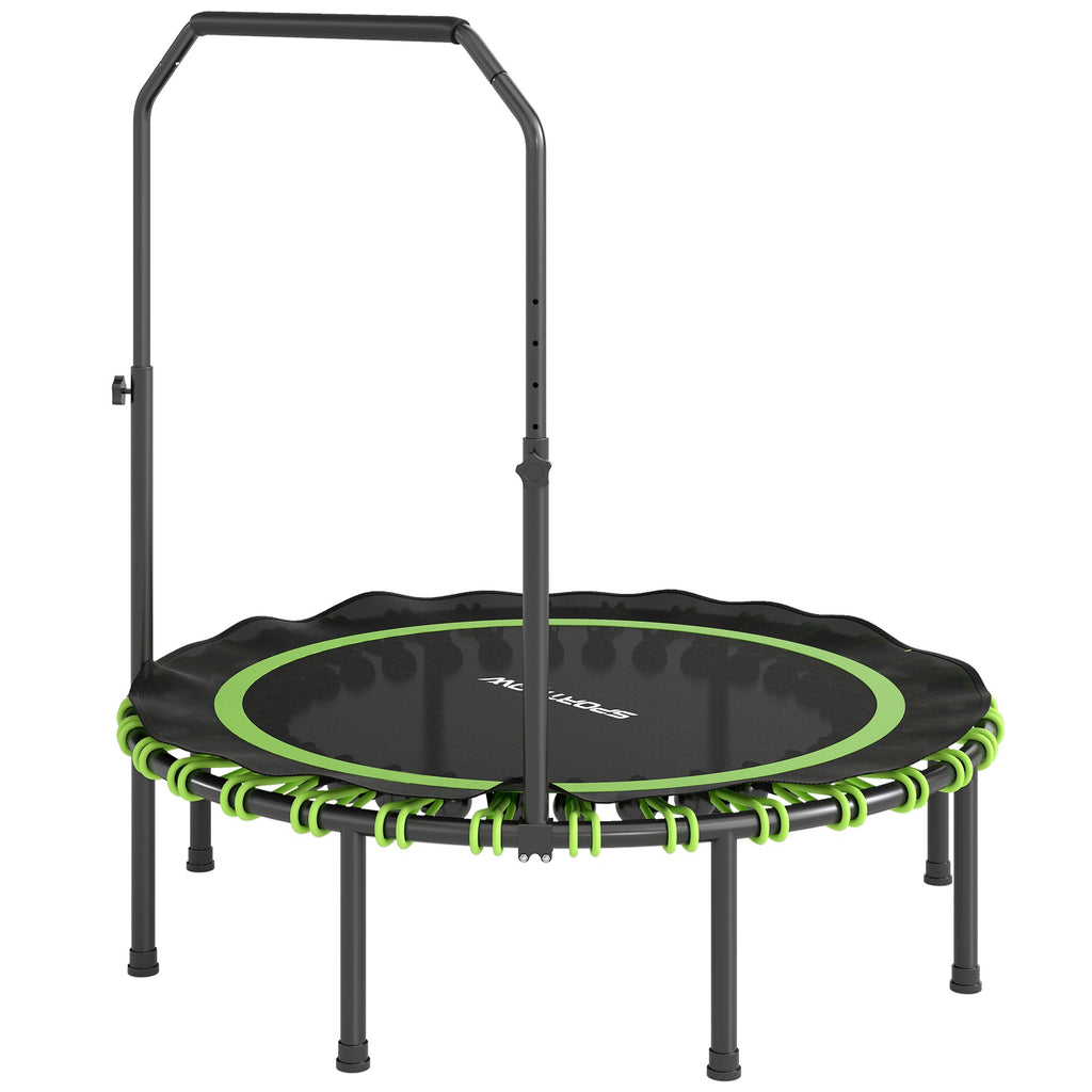 Fitness-Trampolin mit verstellbarem Handlauf, Sport-Trampolin f¨¹r drinnen und drau?en, Stahl, Kunststoff, Gr¨¹n
