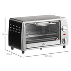 Mini Backofen 10 L 750W 100-230℃ 60 Min. Timer mit Backblech, Grillrost und Herausnehmbarer Bodenschale, Pizza-Ofen Silber