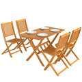 Gartenmöbel Set Akazienholz Sitzgruppe 5-teilig Klappbar Tisch mit 4 Klappstühlen Lamellendesign