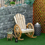 Wooden Adirondack Rocking Chair Reclining Armchair Garden Furniture Patio Porch Rocker - Natural