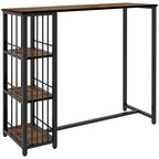 Bartisch Stehtisch Küchentresen, Industriedesign, 3 Regale, 120 x 40 x 105 cm; Schwarz + Braun