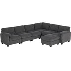 Ecksofa U-Form Sofa Couch mit Federpolsterung gepolsterte Armlehnen beweglicher Ottomane Cord 292x224x85 cm Dunkelgrau