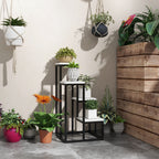 Blumenregal, 4 Etagen, Indoor & Outdoor, Metallrahmen, 34L x 34B x 70H cm, Schwarz+Wei?