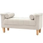 Polsterbank, Vintage-Design, 2 Kissen, Chenillebezug, 115 x 44 x 58 cm, Beige
