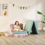 12-teiliges Set Schaumstoffbl?cke zum Klettern, Bauen, Krabbeln, Indoor-Spielmatten mit Cordbezug, Gr¨¹n+Rosa