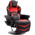 Gamingsessel, Massagefunktion, neigbare Lehne, Fußstütze, bis 120 kg, Stahlrahmen, Kunstleder, Rot