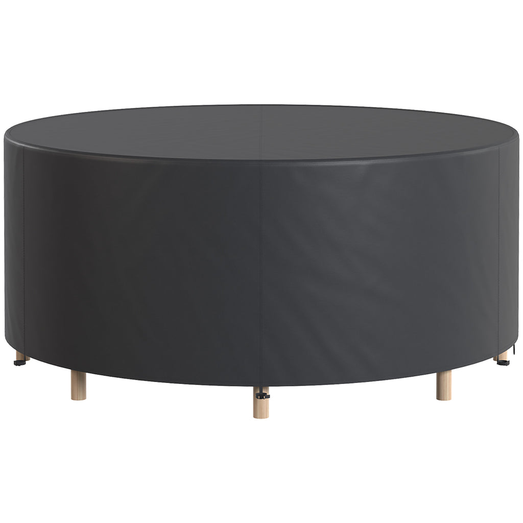 Round Garden Furniture Cover, Waterproof Garden Table Cover, 420D Heavy Duty Oxford for Outdoor, Dia.214 x 70 cm, Black