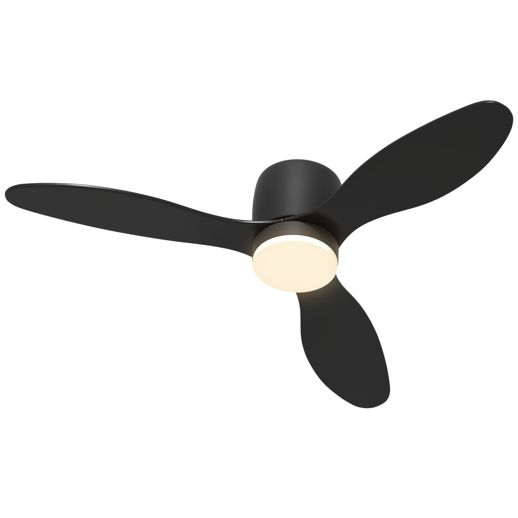 Deckenventilator mit Lampe und Fernbedienung, 3 Lichtfarben, 6 Geschwindigkeiten, Einstellbare Helligkeit, Schwarz
