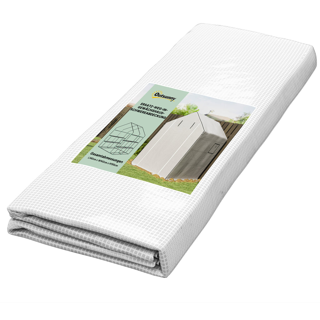 Greenhouse Cover Replacement Walk-in PE Hot House Cover with Roll-up Door and Windows, 140 x 143 x 190cm, White