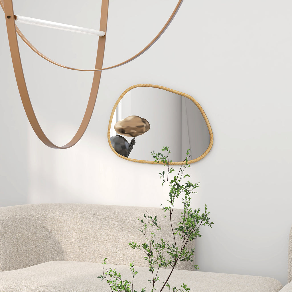 Wandspiegel Dekospiegel Spiegel, Vintage-Design, 70 cm x 2,1 cm x 50 cm, Massivholz, Natur
