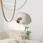 Wandspiegel Dekospiegel Spiegel, Vintage-Design, 70 cm x 2,1 cm x 50 cm, Massivholz, Natur