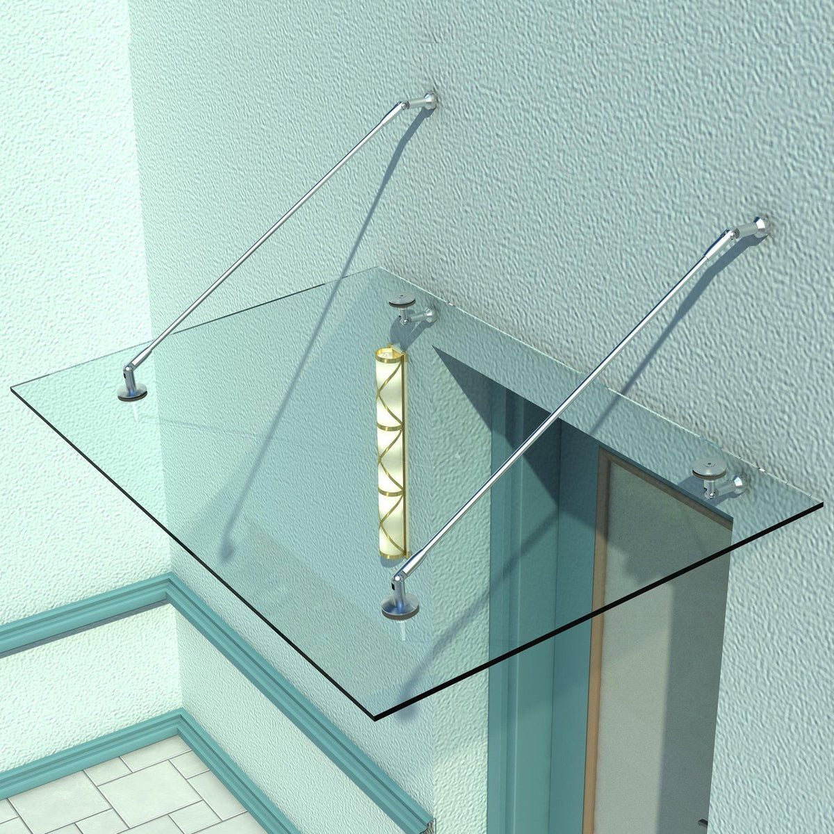 Vordach Glasvordach T¨¹rvordach, Geh?rtetem Glas, 304 Edelstahl Klarglas 150 x 90 cm