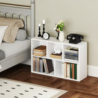 2-Ebenen-Bücherregal, 5 Fächer, Spanplatte, Aufbewahrungsregal, Weiß