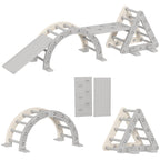5 in 1 Kletterger¨¹st Montessori Indoor, Kletterdreieck mit Rutsche, Kletterbogen, doppelseitige Rampe, Spielplatz Indoor f¨¹r Kinder 18-48 Monate, Grau+Wei?
