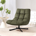 Sessel Drehbar Loungesessel mit Breiter Sitzfläche, wasserabweisend Chenille-Optik, gekreuzt Stahlbeine, Grün