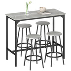 Five-Piece Industrial-Style Bar Table Set - Grey/Black