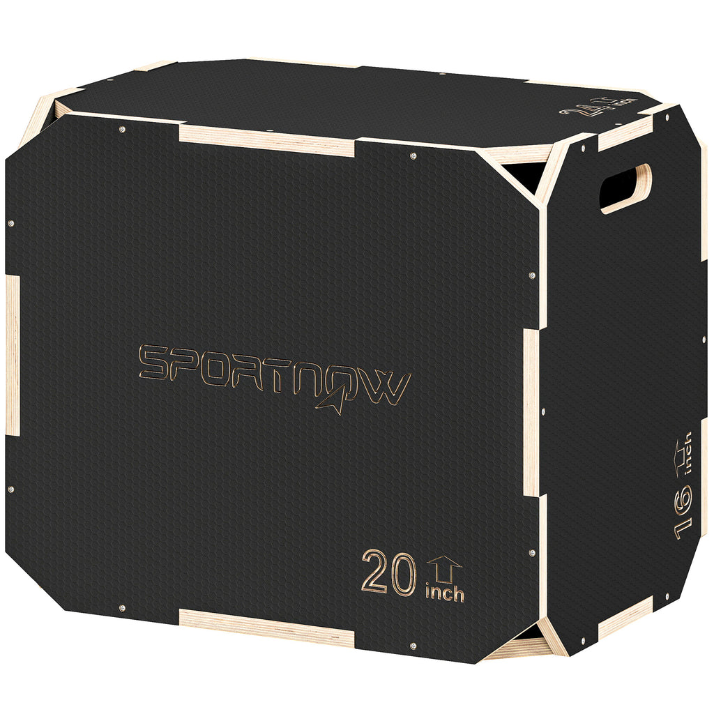 Non-Slip Plyo Box, Corner-free Wooden Jump Box, 41 x 61 x 51 cm